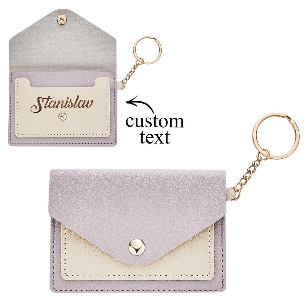 Custom Engraved Keychain Wallet Leather Card Holder Creative Gifts - customphotokeychain