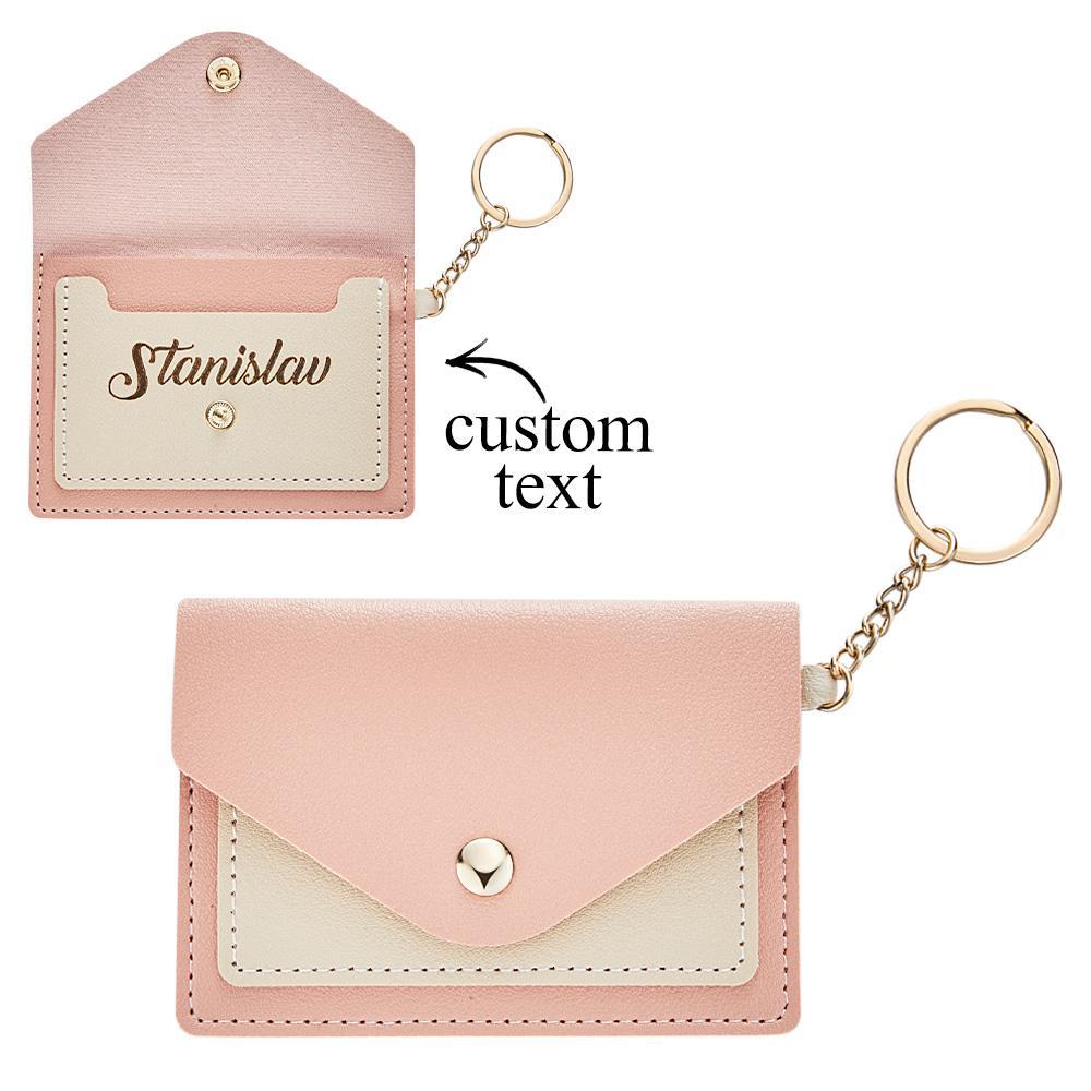Custom Engraved Keychain Wallet Leather Card Holder Creative Gifts - customphotokeychain