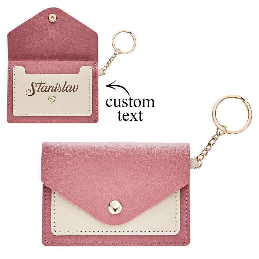 Custom Engraved Keychain Wallet Leather Card Holder Creative Gifts - customphotokeychain