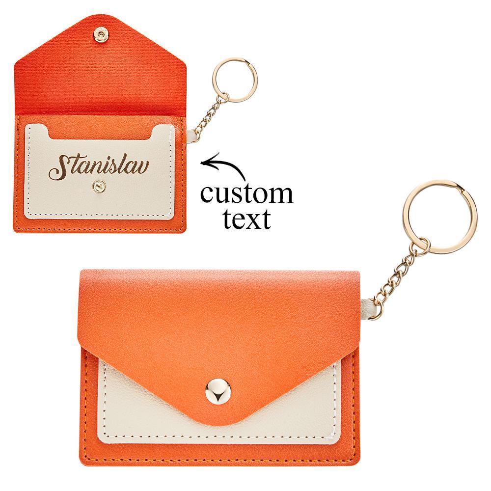 Custom Engraved Keychain Wallet Leather Card Holder Creative Gifts - customphotokeychain