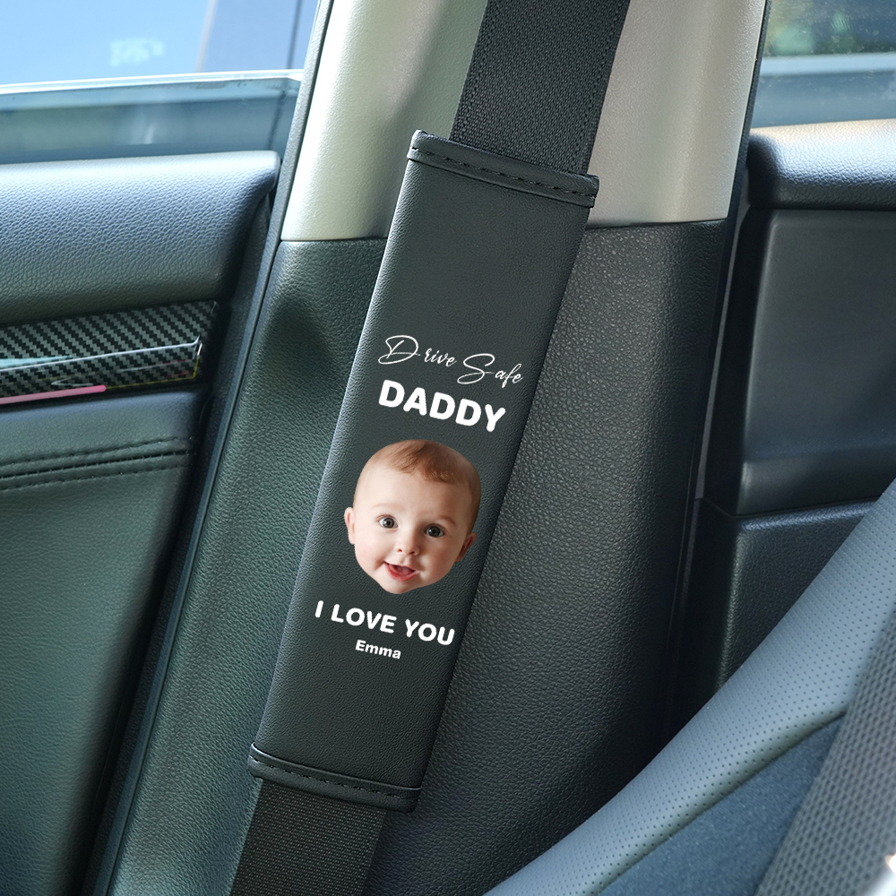 Drive Safe Gift For Dad Custom Seat Belt Shoulder Pads Personalized Fathers Day Gift For Dad - MyPhotoBoxerUk