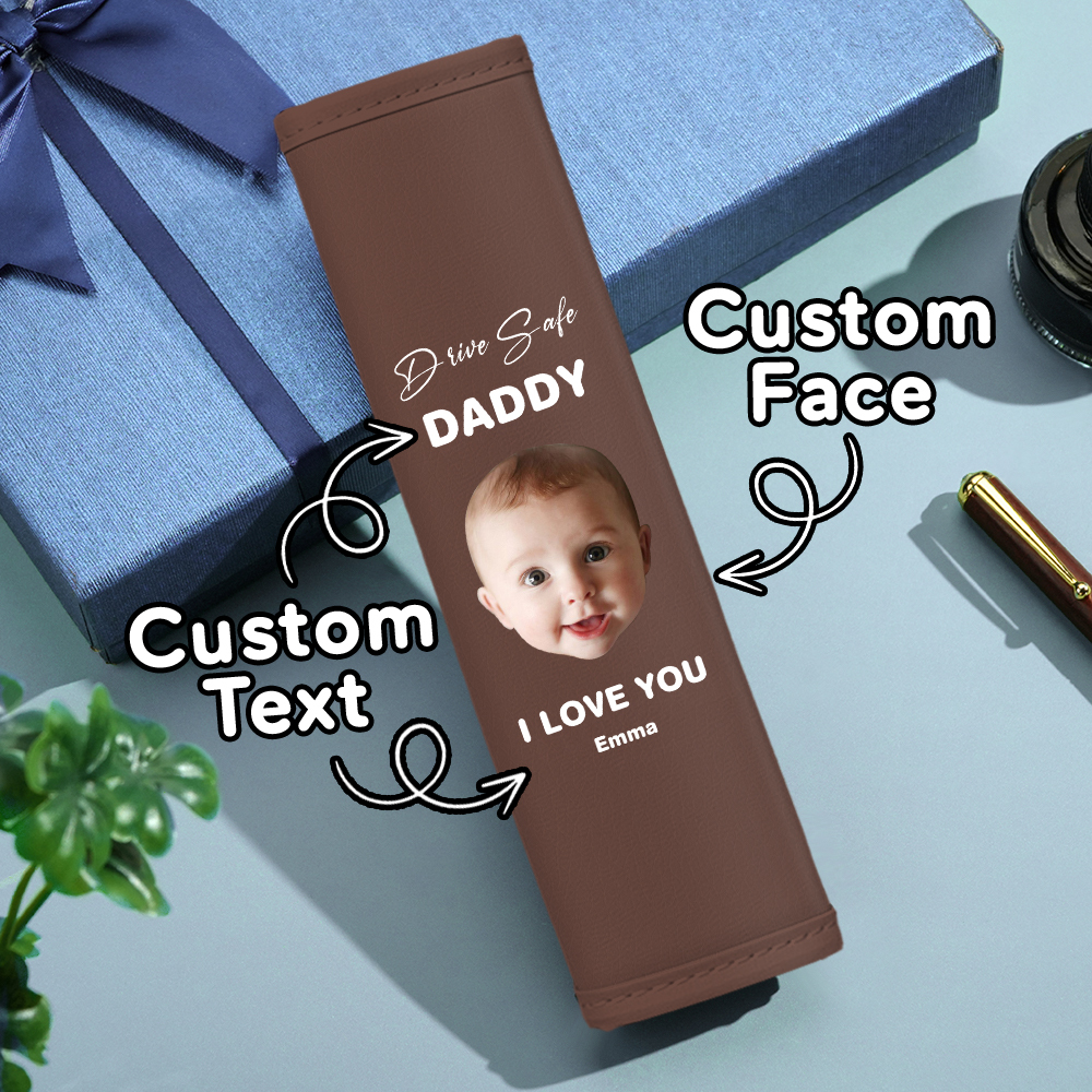 Drive Safe Gift For Dad Custom Seat Belt Shoulder Pads Personalized Fathers Day Gift For Dad - MyPhotoBoxerUk