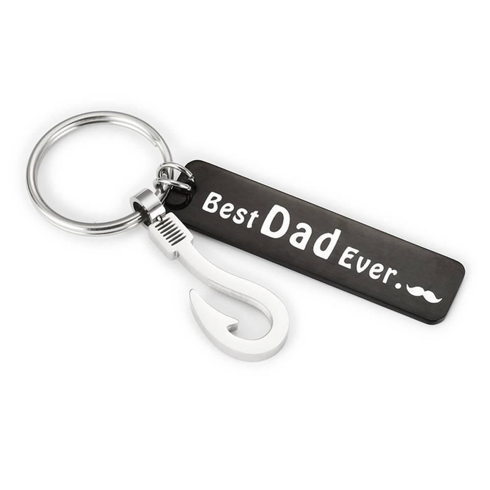 Fish Hook Keychain Best Dad Ever - myphotokeyringau