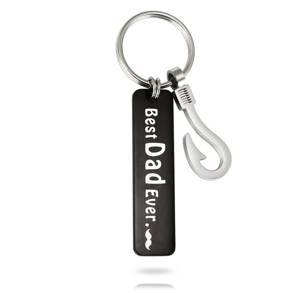 Fish Hook Keychain Best Dad Ever - myphotokeyringau