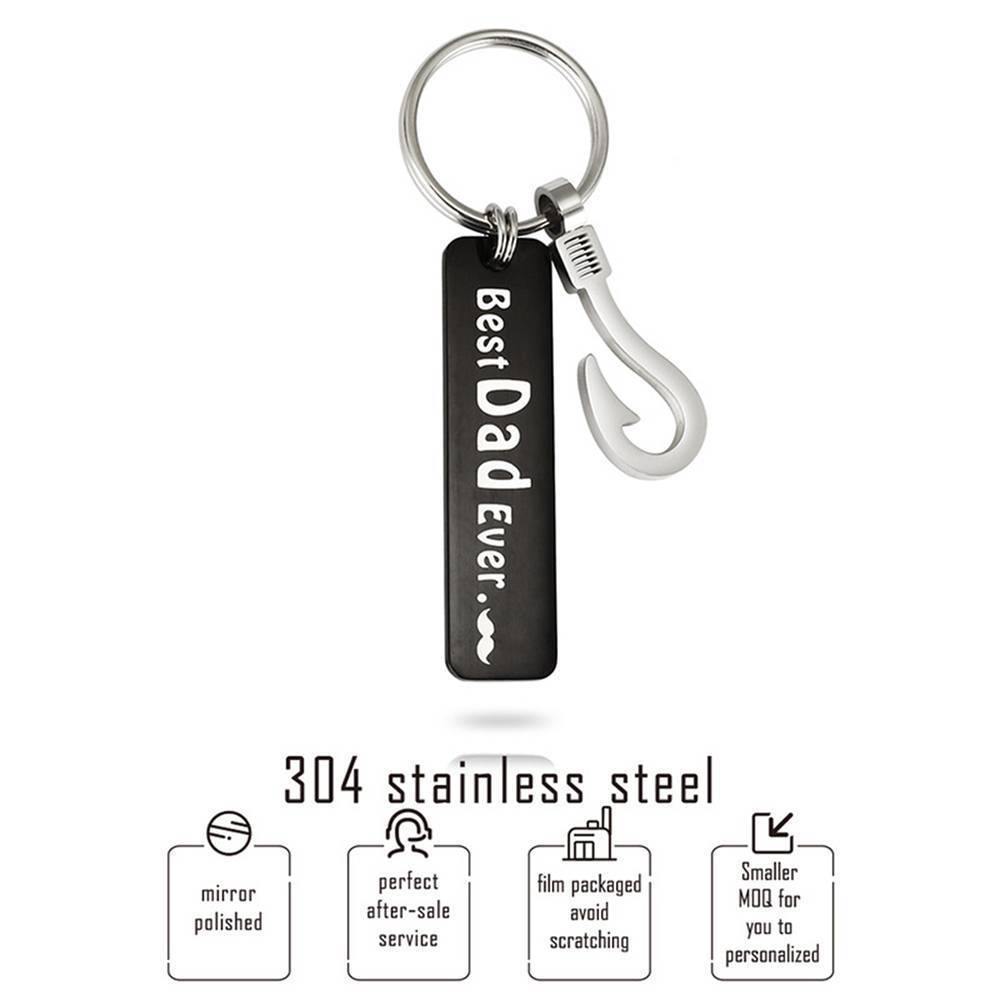 Fish Hook Keychain Best Dad Ever - myphotokeyringau