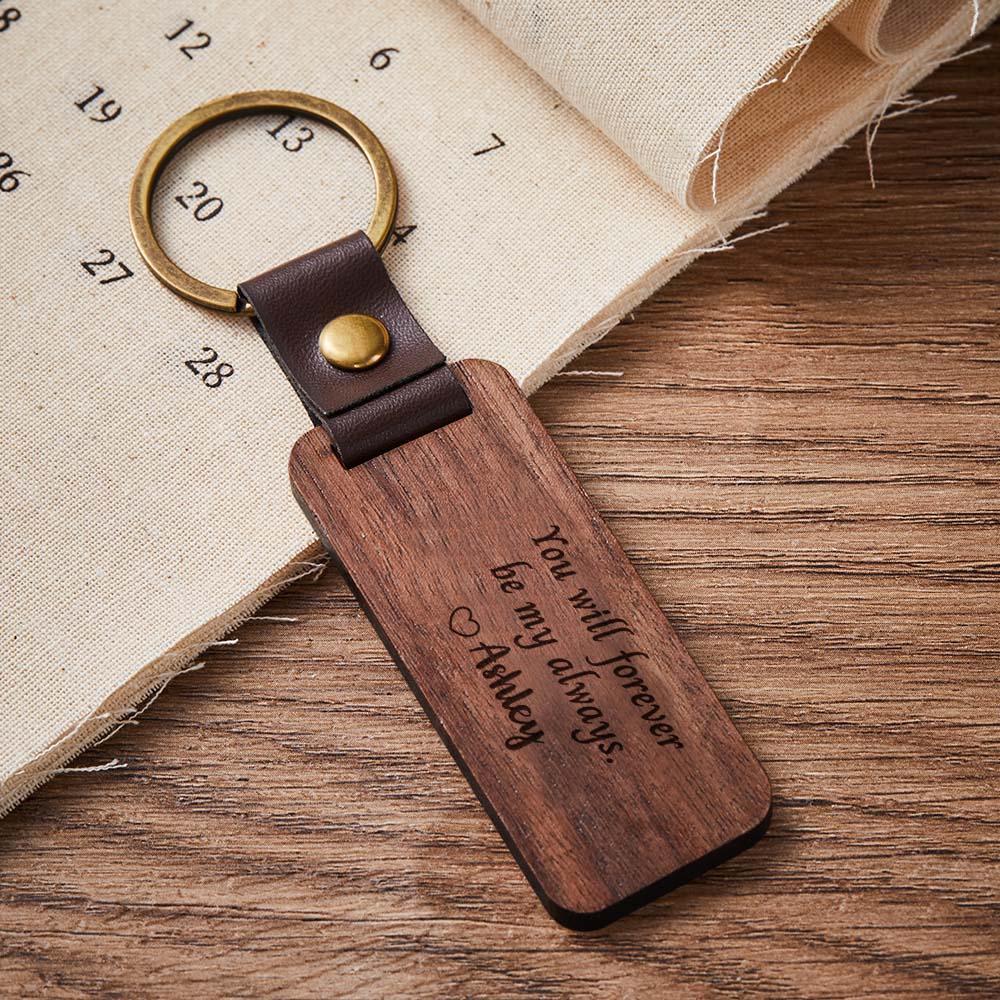 Scannable Spotify Code Wood Keychain Engraved You Will Forever Be My Always Keychain Father's Day Gifts - customphotokeychain