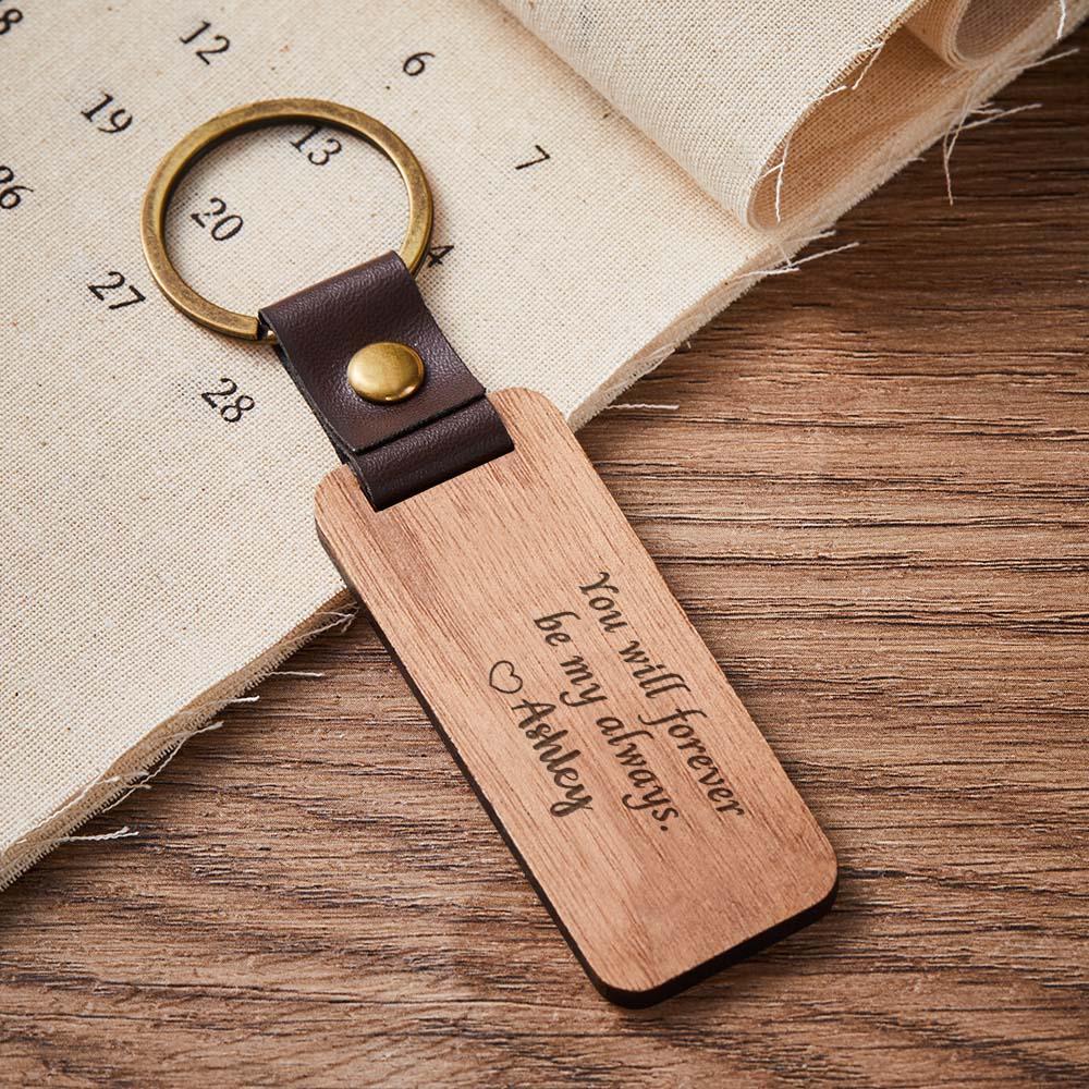 Scannable Spotify Code Wood Keychain Engraved You Will Forever Be My Always Keychain Father's Day Gifts - customphotokeychain