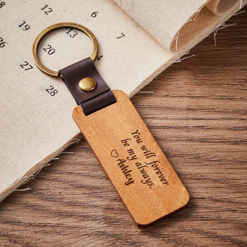 Scannable Spotify Code Wood Keychain Engraved You Will Forever Be My Always Keychain Father's Day Gifts - customphotokeychain