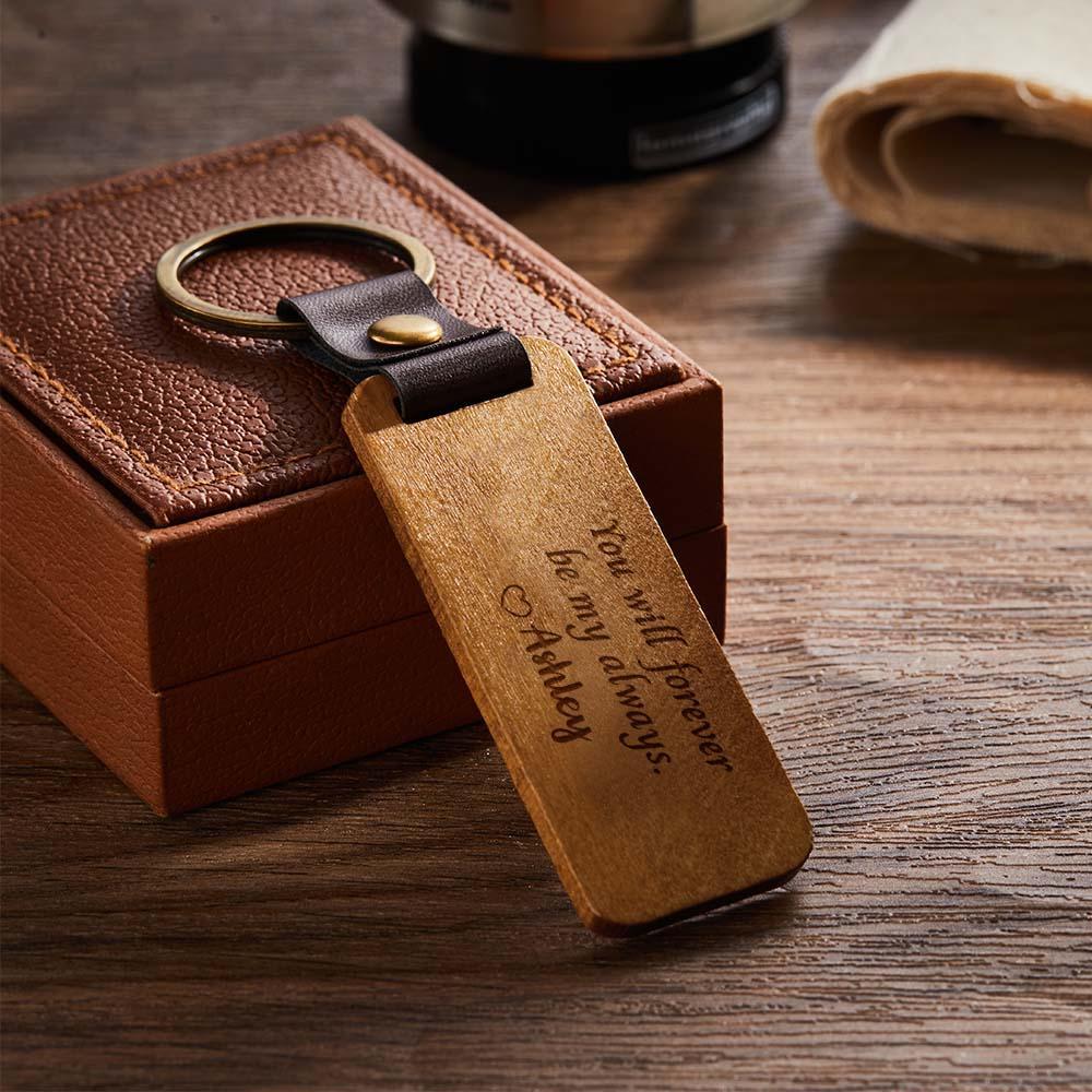 Scannable Spotify Code Wood Keychain Engraved You Will Forever Be My Always Keychain Father's Day Gifts - customphotokeychain