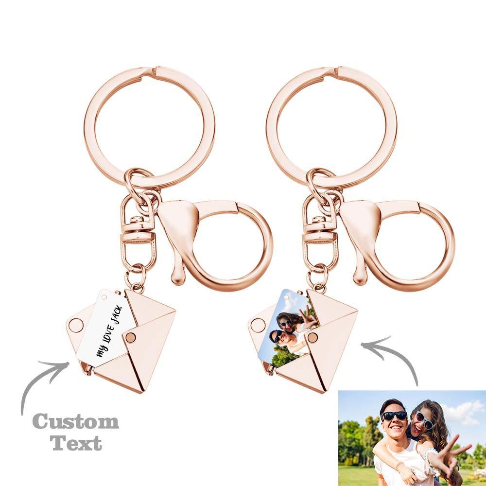 Custom Photo Keychain Mail Envelope Picture Key Ring Locket Gifts - customphotokeychain