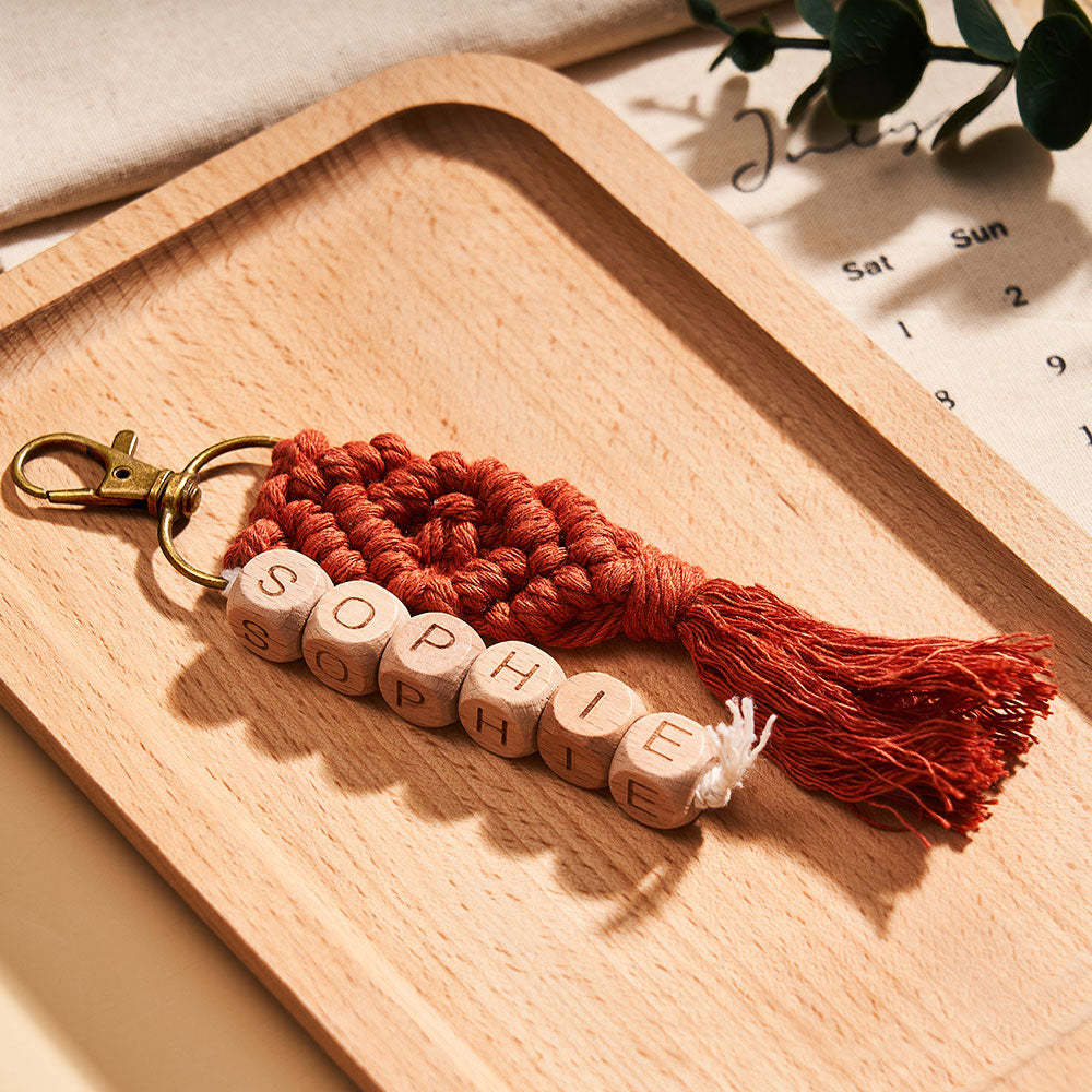 Custom Engraved Pendant Creative Weave Bead Wedding Gifts - customphotokeychain
