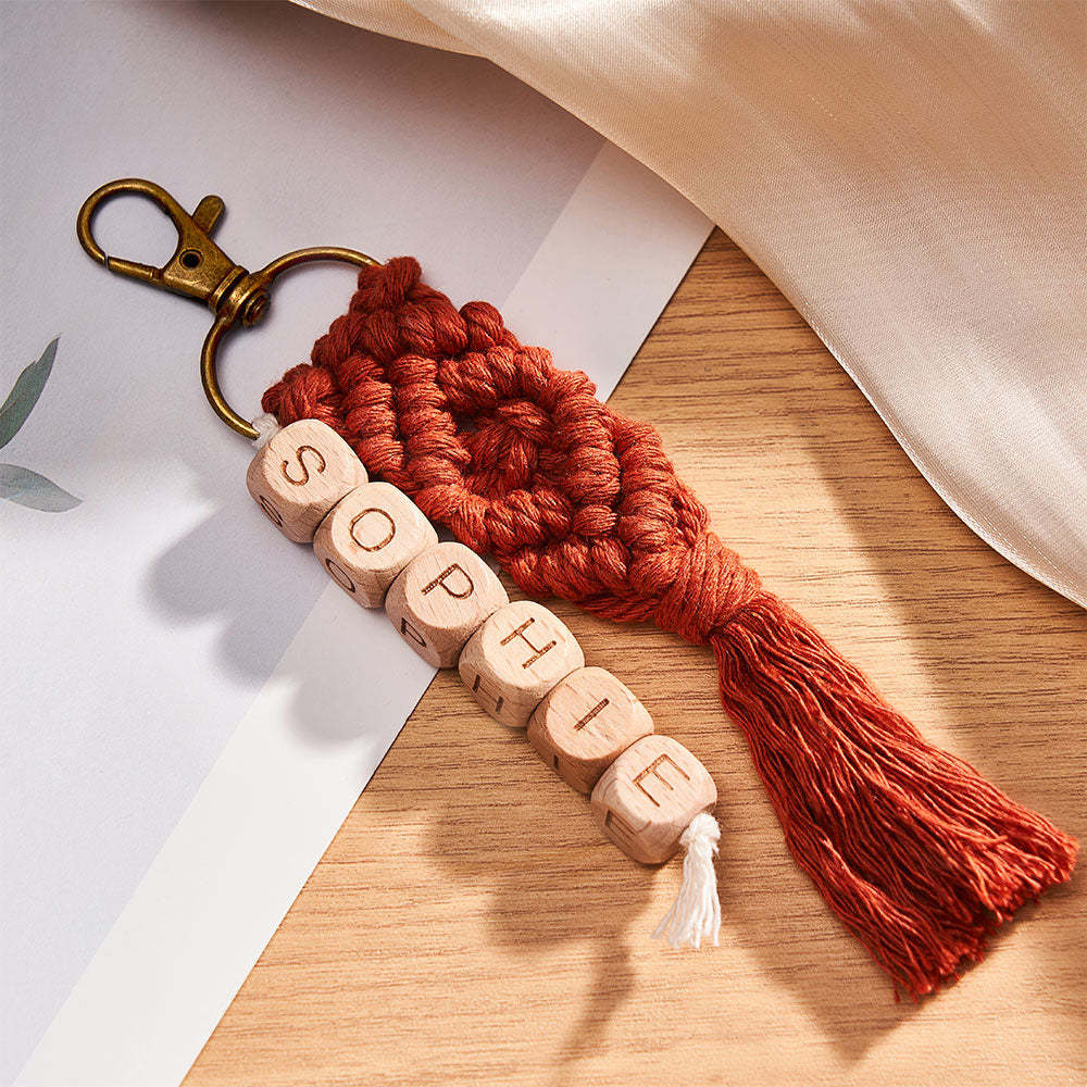 Custom Engraved Pendant Creative Weave Bead Wedding Gifts - customphotokeychain