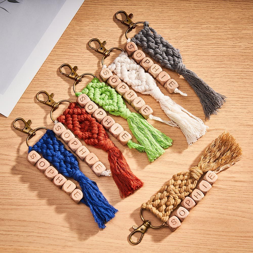 Custom Engraved Pendant Creative Weave Bead Wedding Gifts - customphotokeychain