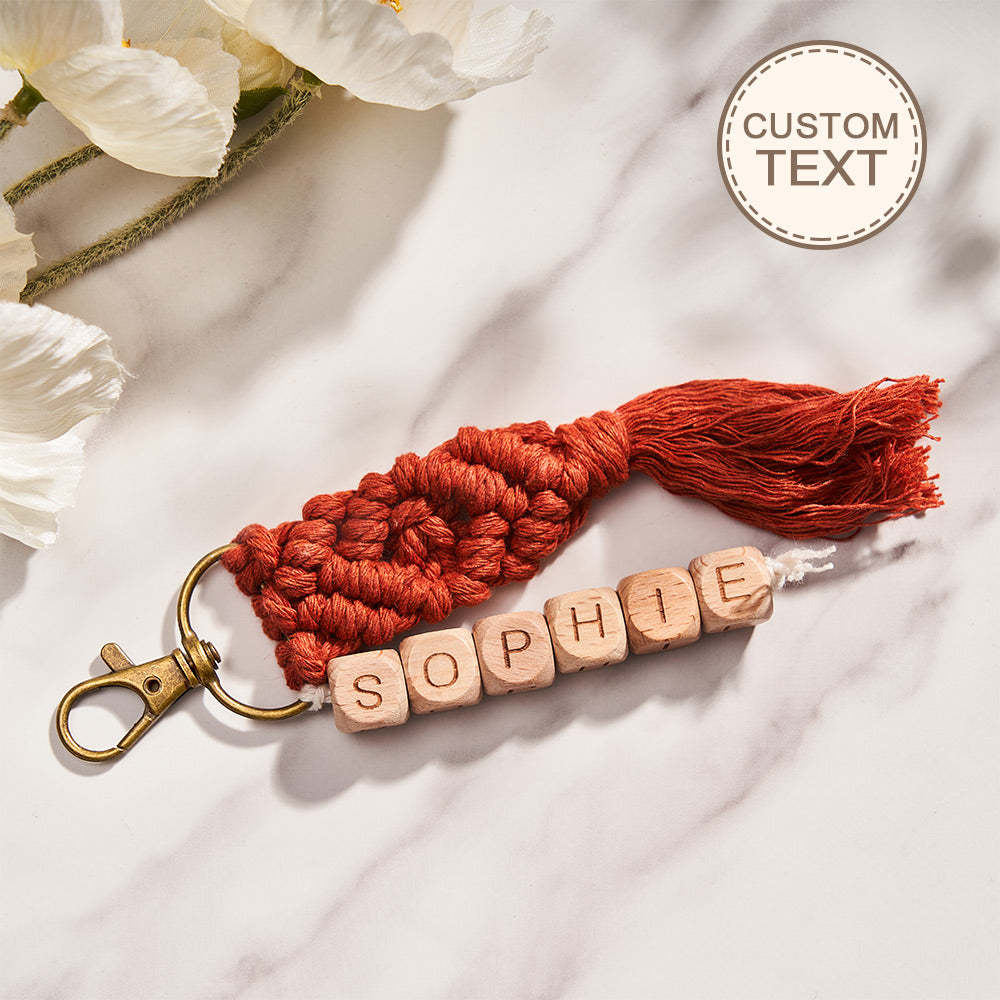 Custom Engraved Pendant Creative Weave Bead Wedding Gifts - customphotokeychain