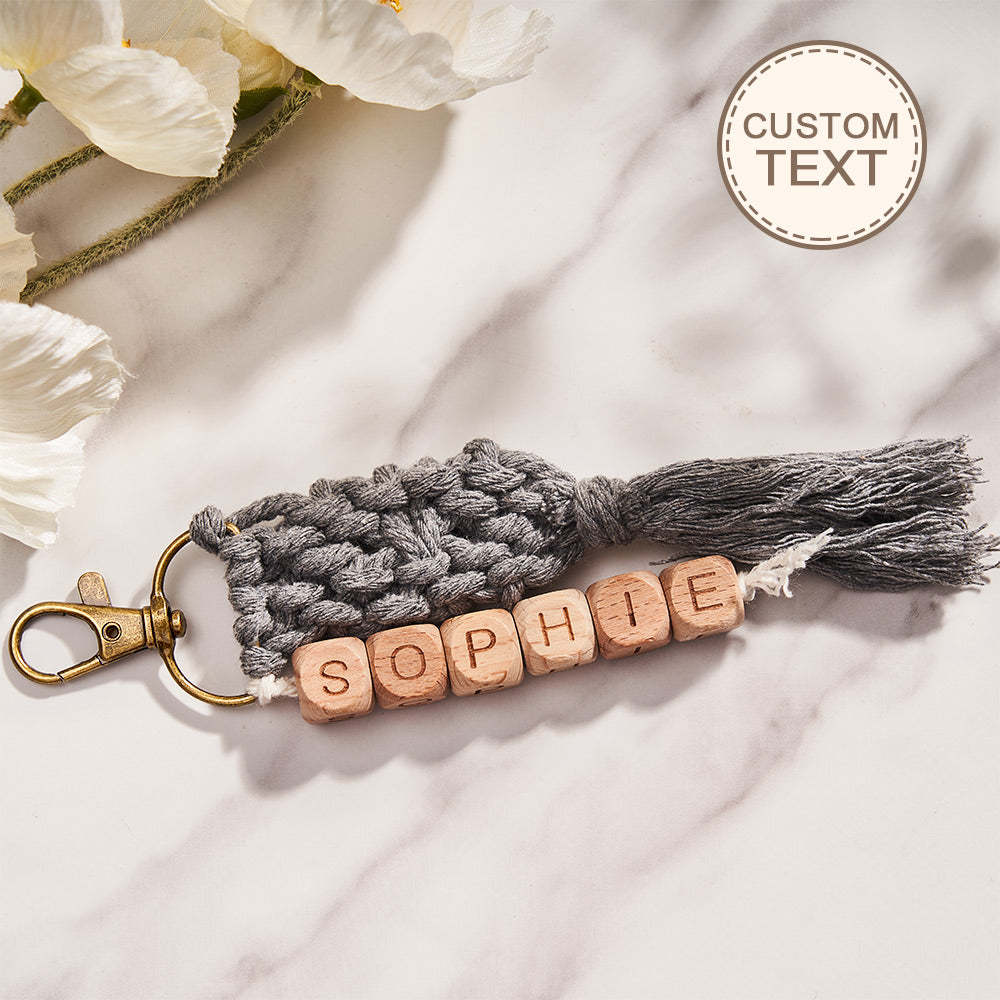 Custom Engraved Pendant Creative Weave Bead Wedding Gifts - customphotokeychain