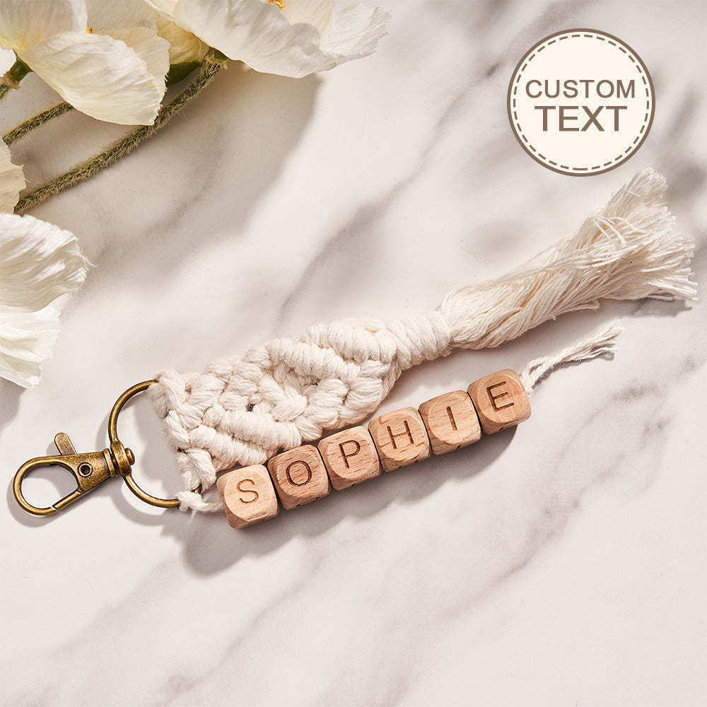 Custom Engraved Pendant Creative Weave Bead Wedding Gifts - customphotokeychain