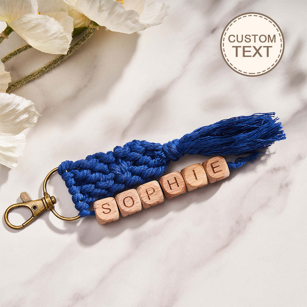 Custom Engraved Pendant Creative Weave Bead Wedding Gifts - customphotokeychain
