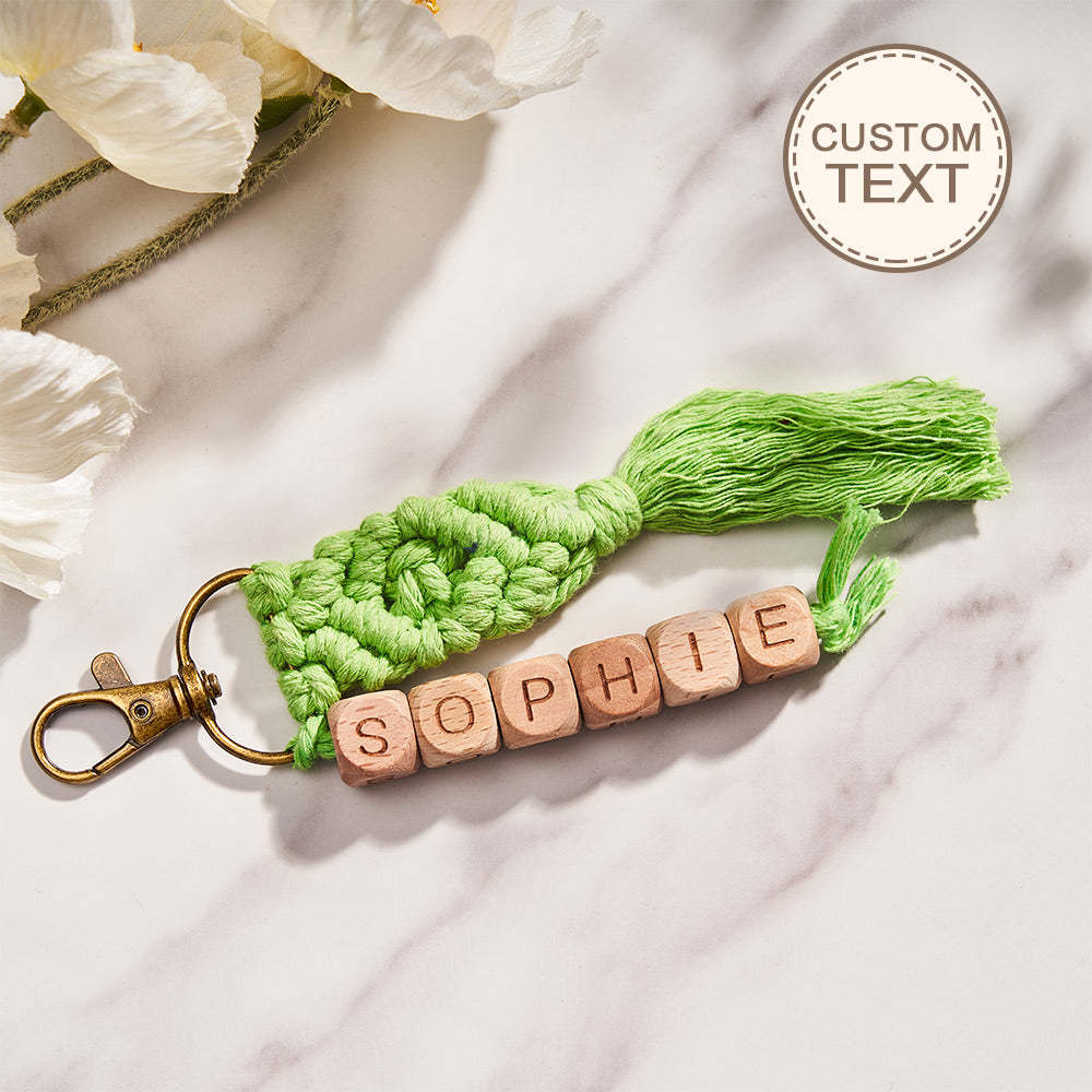 Custom Engraved Pendant Creative Weave Bead Wedding Gifts - customphotokeychain