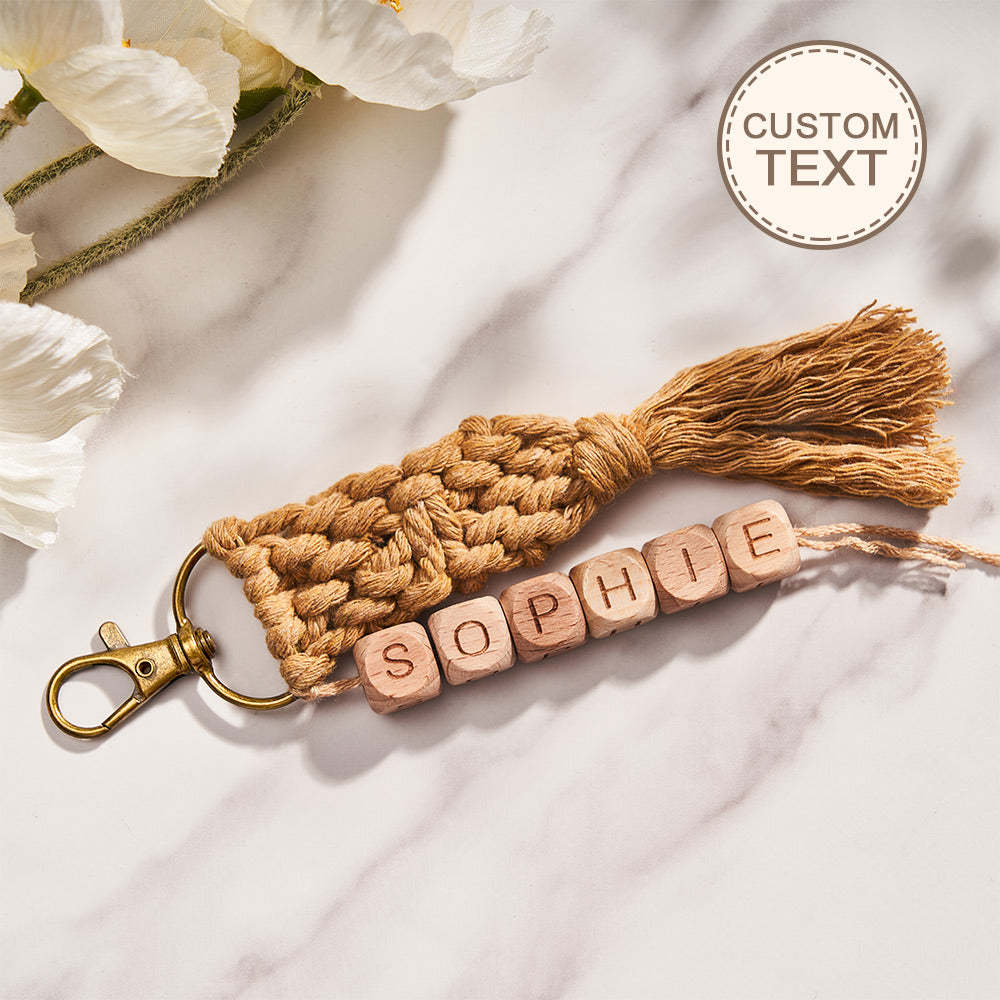 Custom Engraved Pendant Creative Weave Bead Wedding Gifts - customphotokeychain