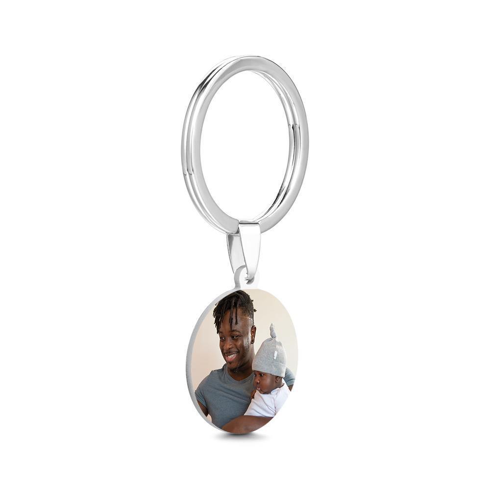 Custom Round Tag Photo Keychain Stainless Steel Dad Gifts - myphotokeyringau