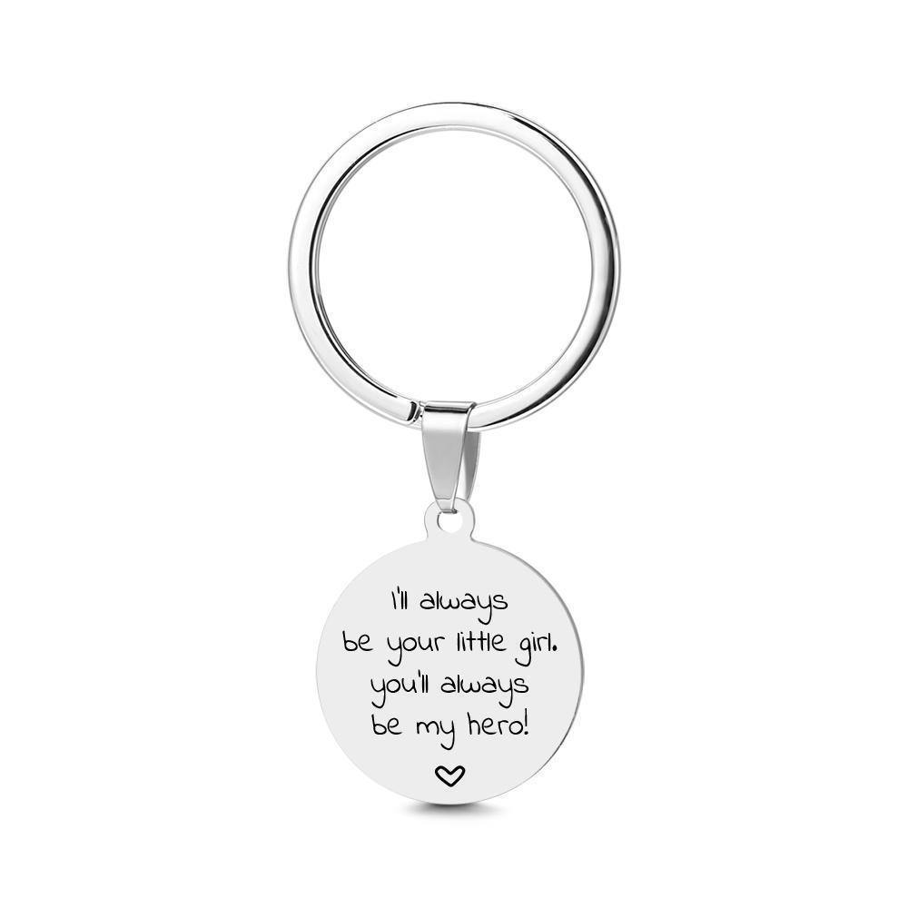 Custom Round Tag Photo Keychain Stainless Steel Dad Gifts - myphotokeyringau