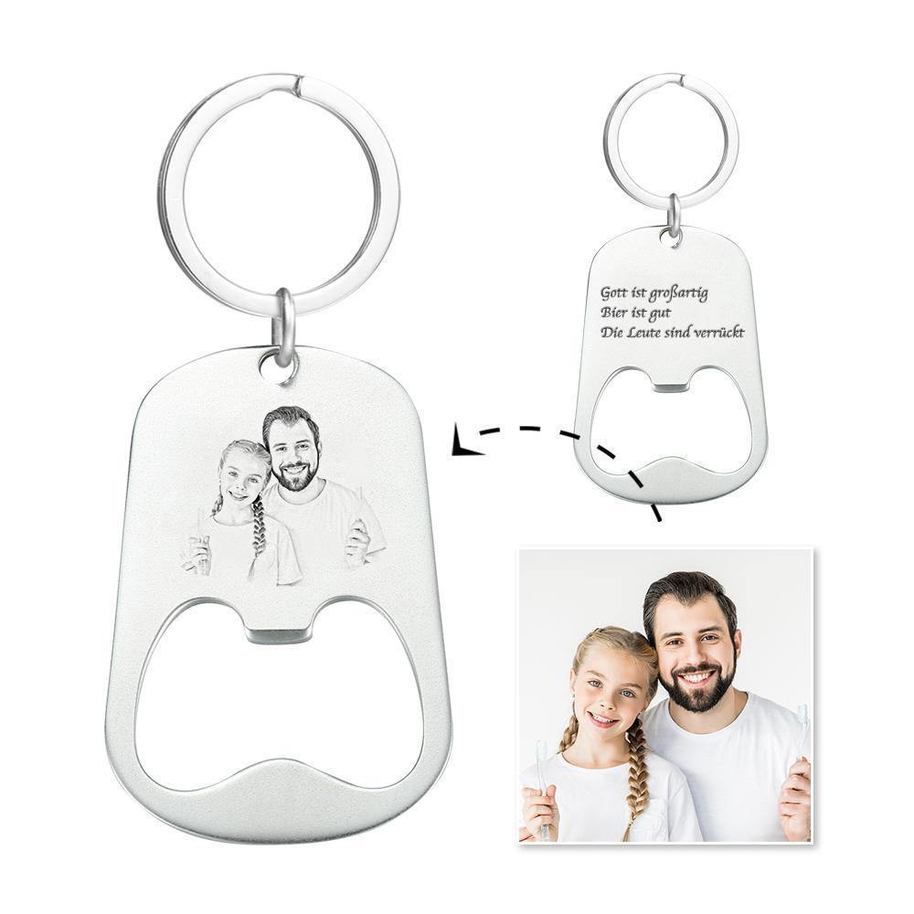 Custom Photo Engraved Bottle Keyring - myphotokeyringau