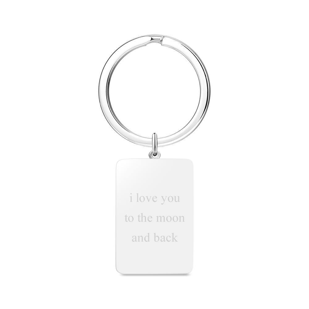 Engraved Rectangle Tag Photo Key Chain Silver - myphotokeyringau