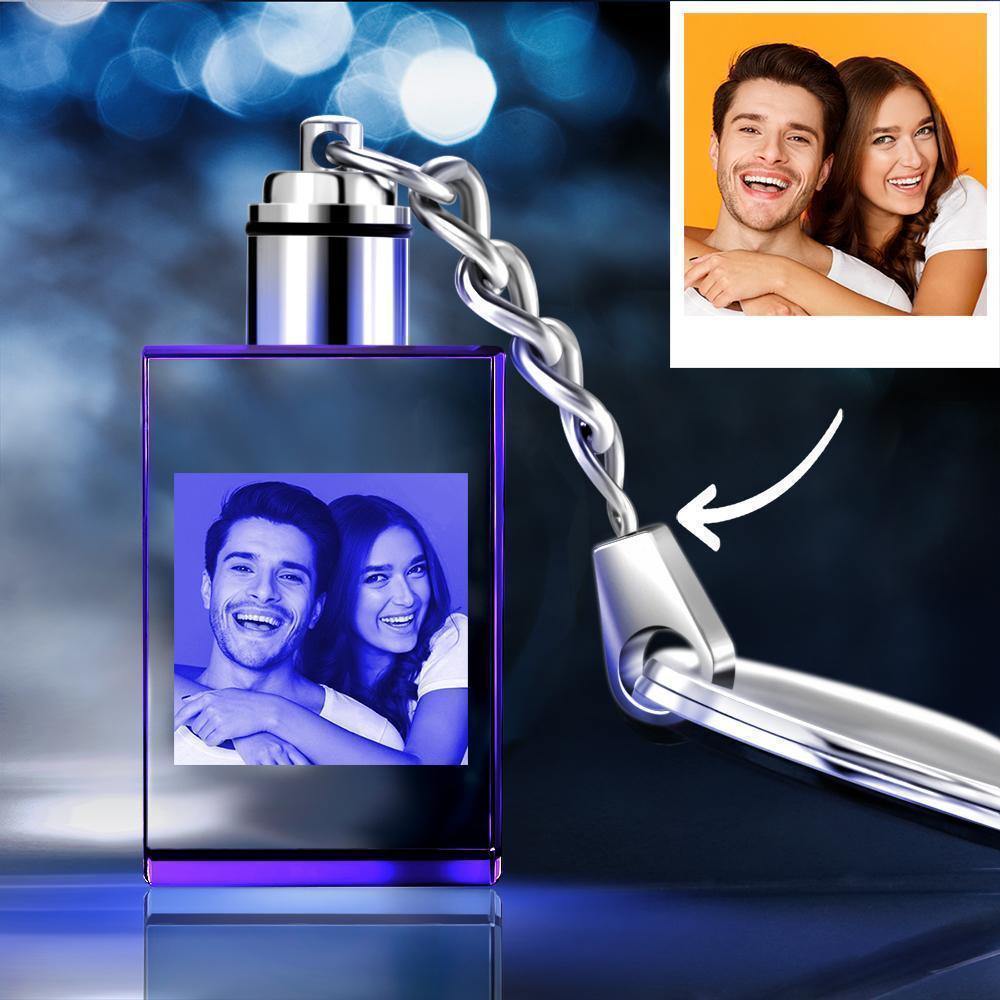 Custom Crystal Rectangle Shape Couple Photo Keyring Sweet - myphotokeyringau