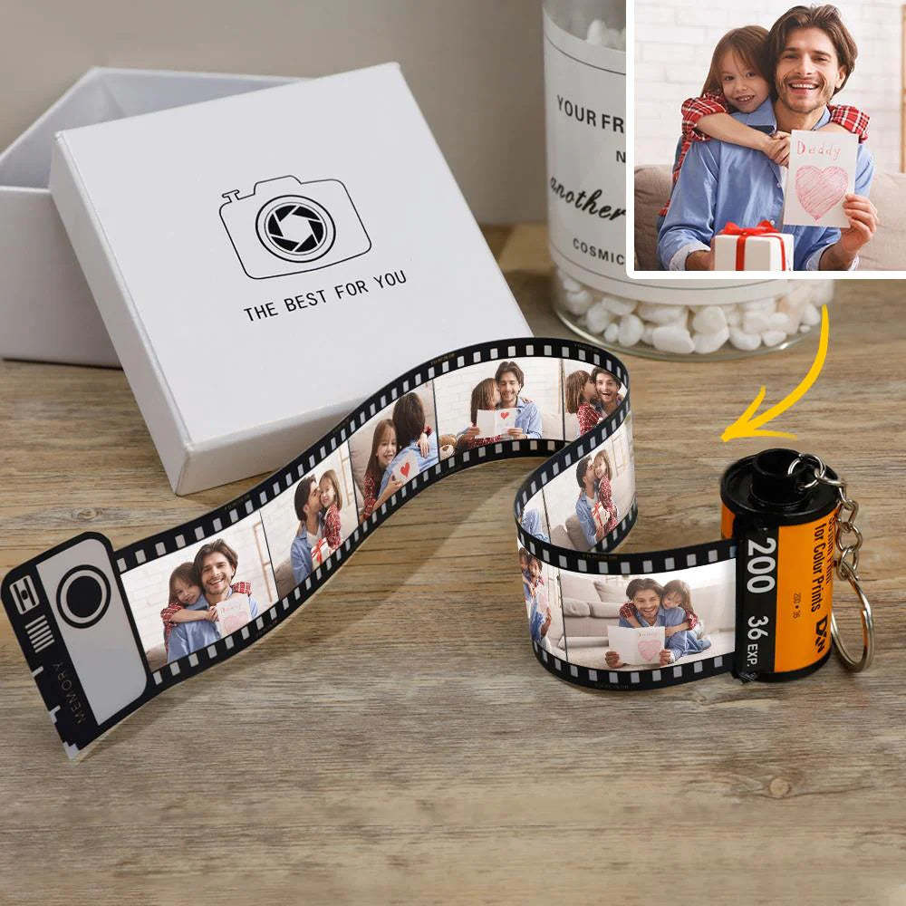 Gifts for Father Camera Film Keychanin Custom Film Roll Keychain with Your Photos for Dad