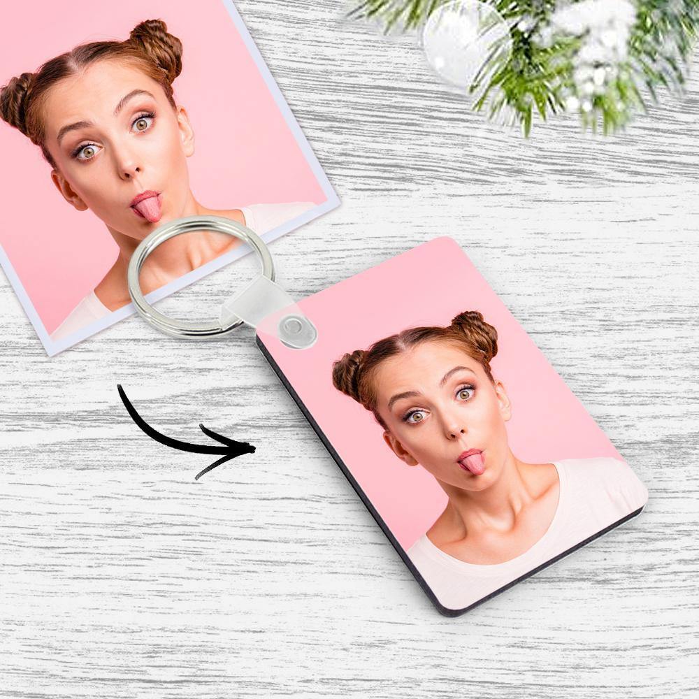 Custom Square Selfie Photo Keychain Memorial Gift Decorations - myphotokeyringau