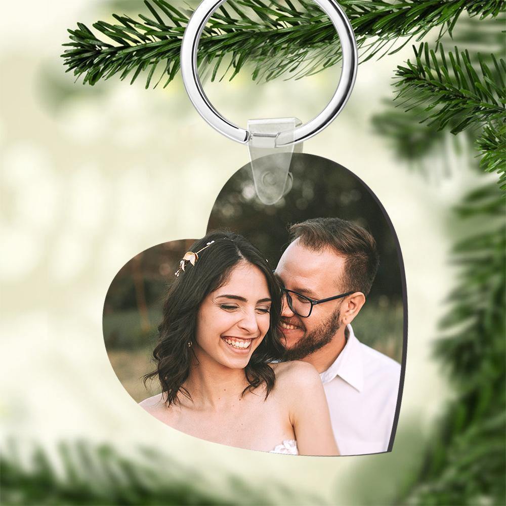 Custom Heart Shape Photo Keychain Memorial Gift Heart Shape Decorations - myphotokeyringau