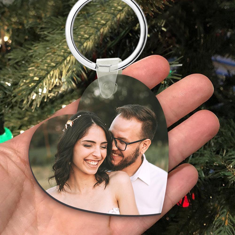 Custom Heart Shape Photo Keychain Memorial Gift Heart Shape Decorations - myphotokeyringau