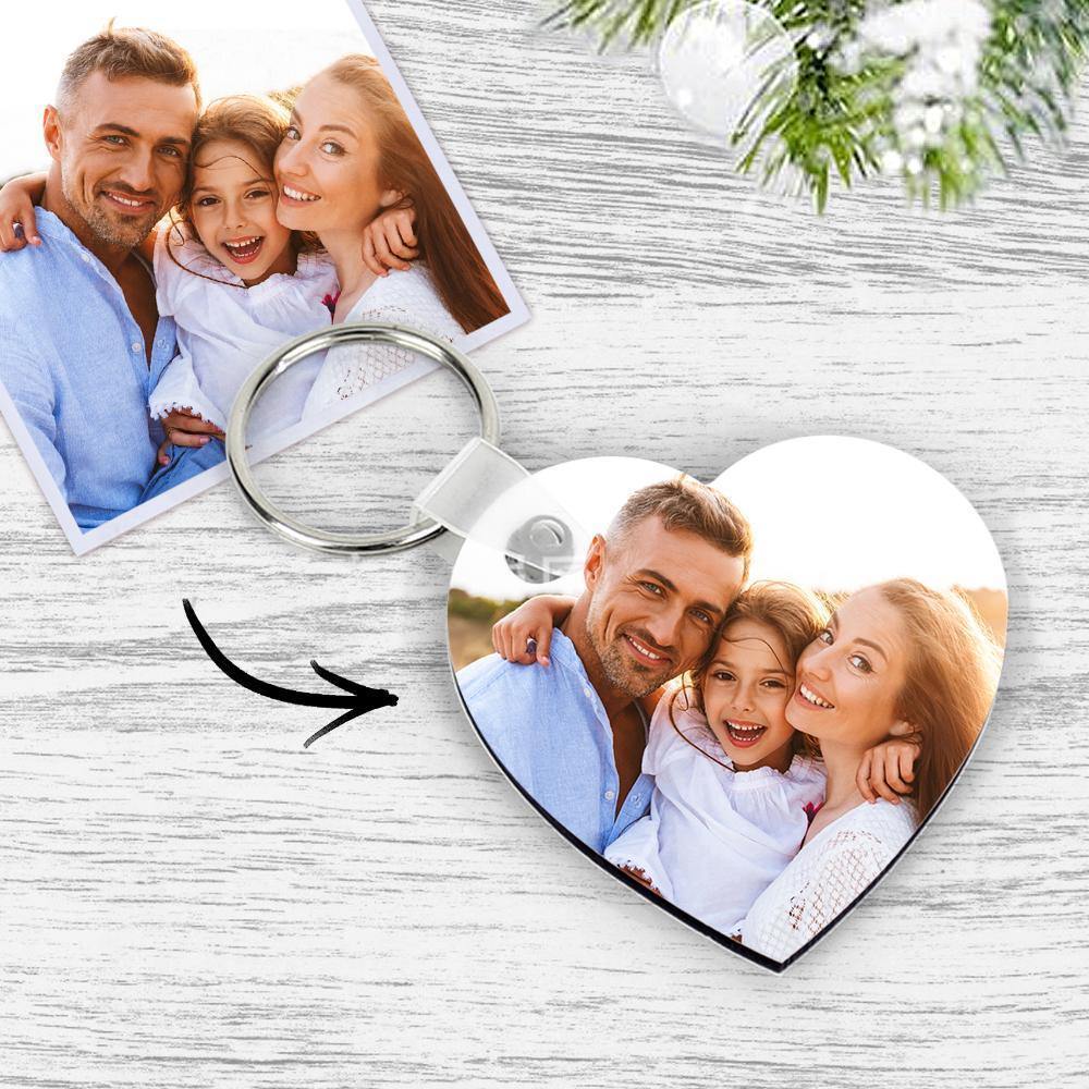 Custom Heart Shape Family Photo Keychain Memorial Gift Heart - myphotokeyringau