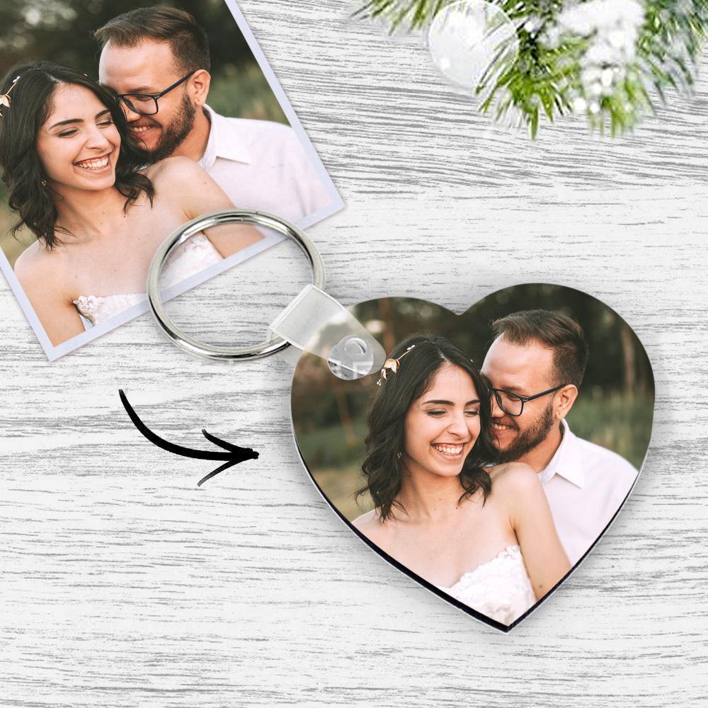 Custom Heart Shape Photo Keychain Memorial Gift Heart Shape Decorations - myphotokeyringau