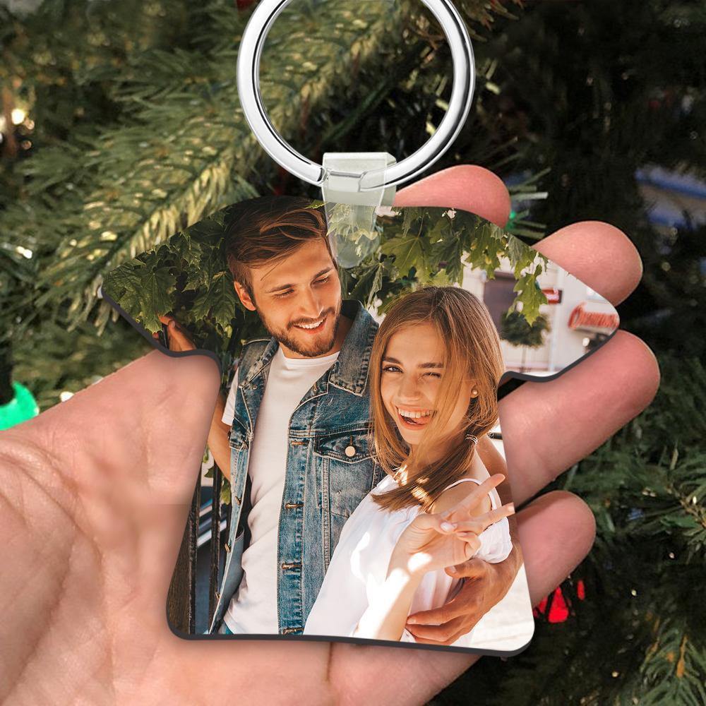 Custom Couple Photo Keyring Memorial Gift T-shirt Shape Decorations - myphotokeyringau