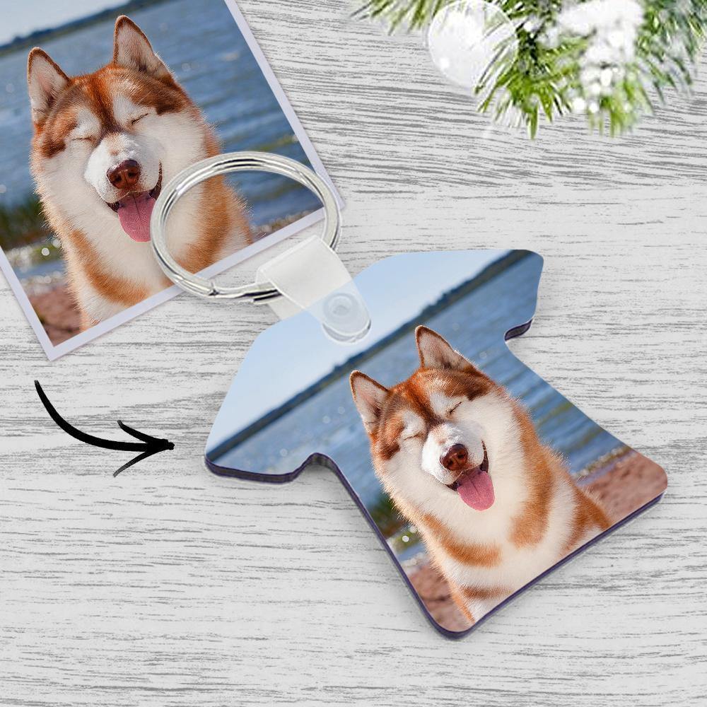 Custom Pet Photo Keychain Memorial Gift T-shirt Shape Decorations - myphotokeyringau