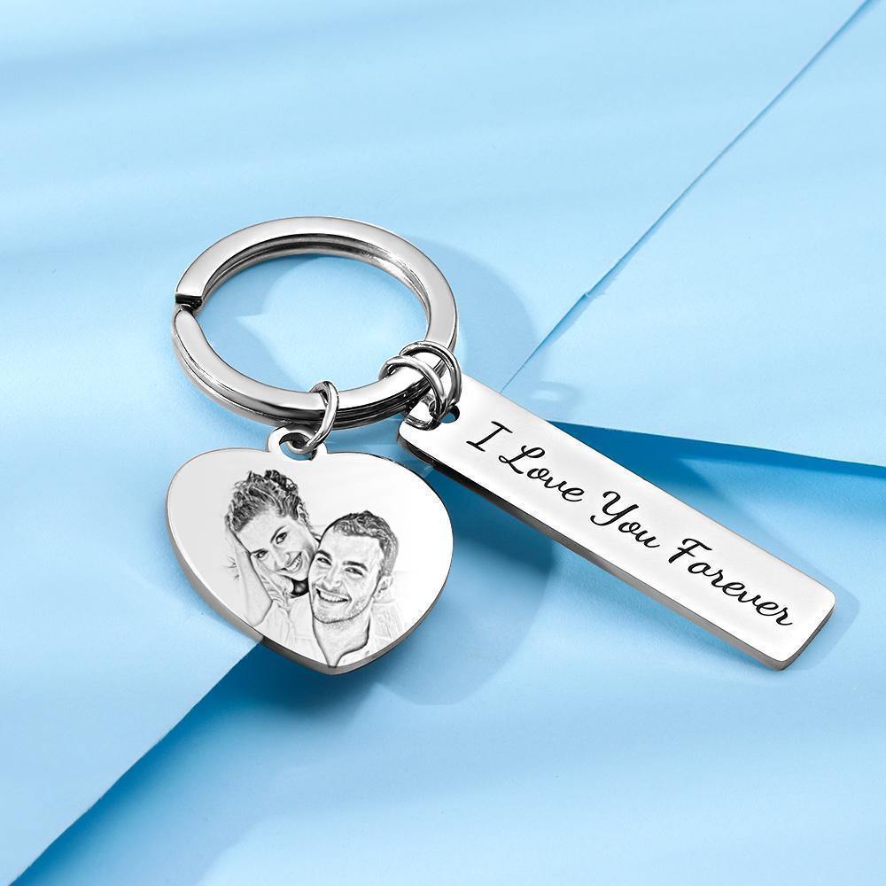 Custom Photo Keychain Personalized Gift With Engraved Stainless Steel - myphotokeyringau