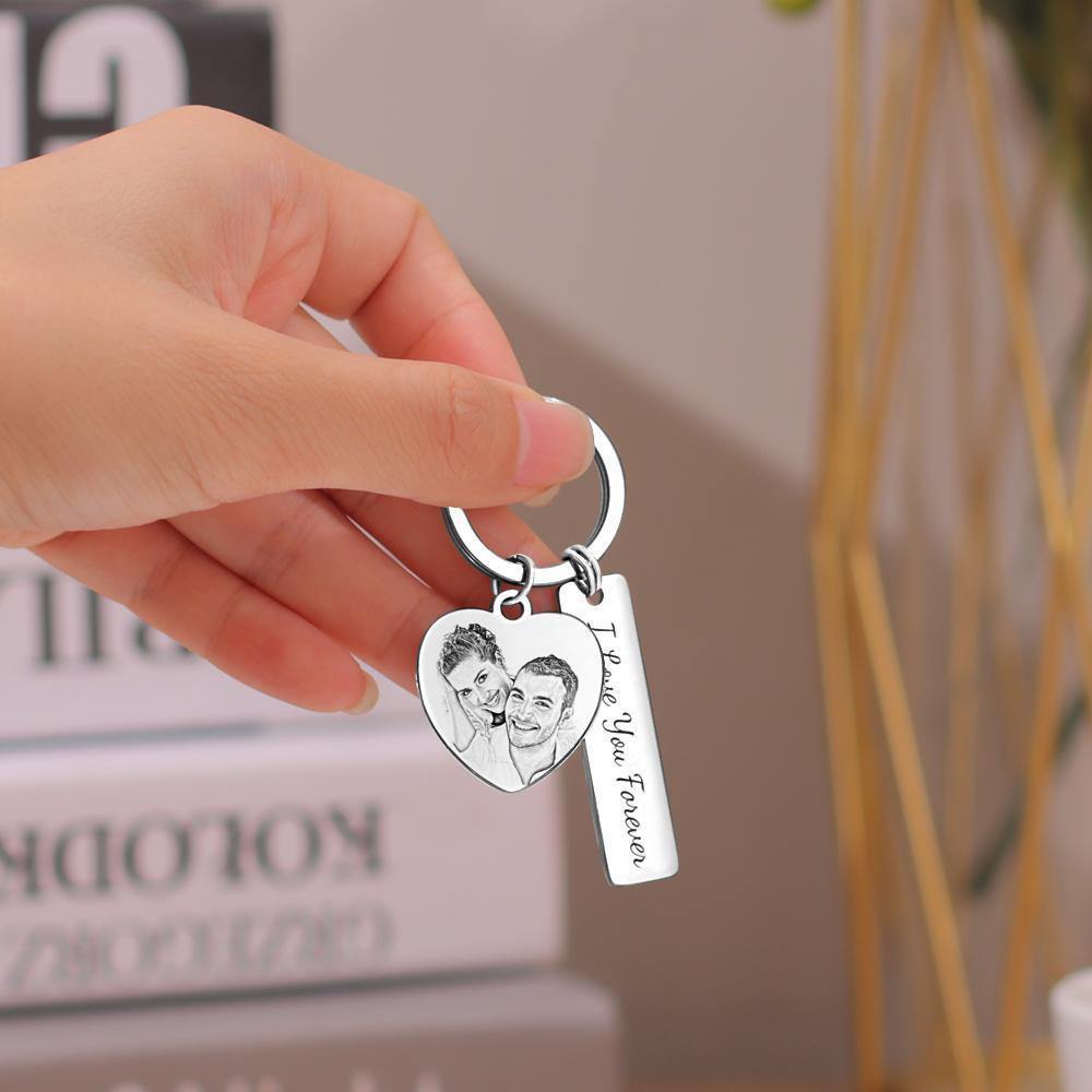 Custom Photo Keychain Personalized Gift With Engraved Stainless Steel - myphotokeyringau