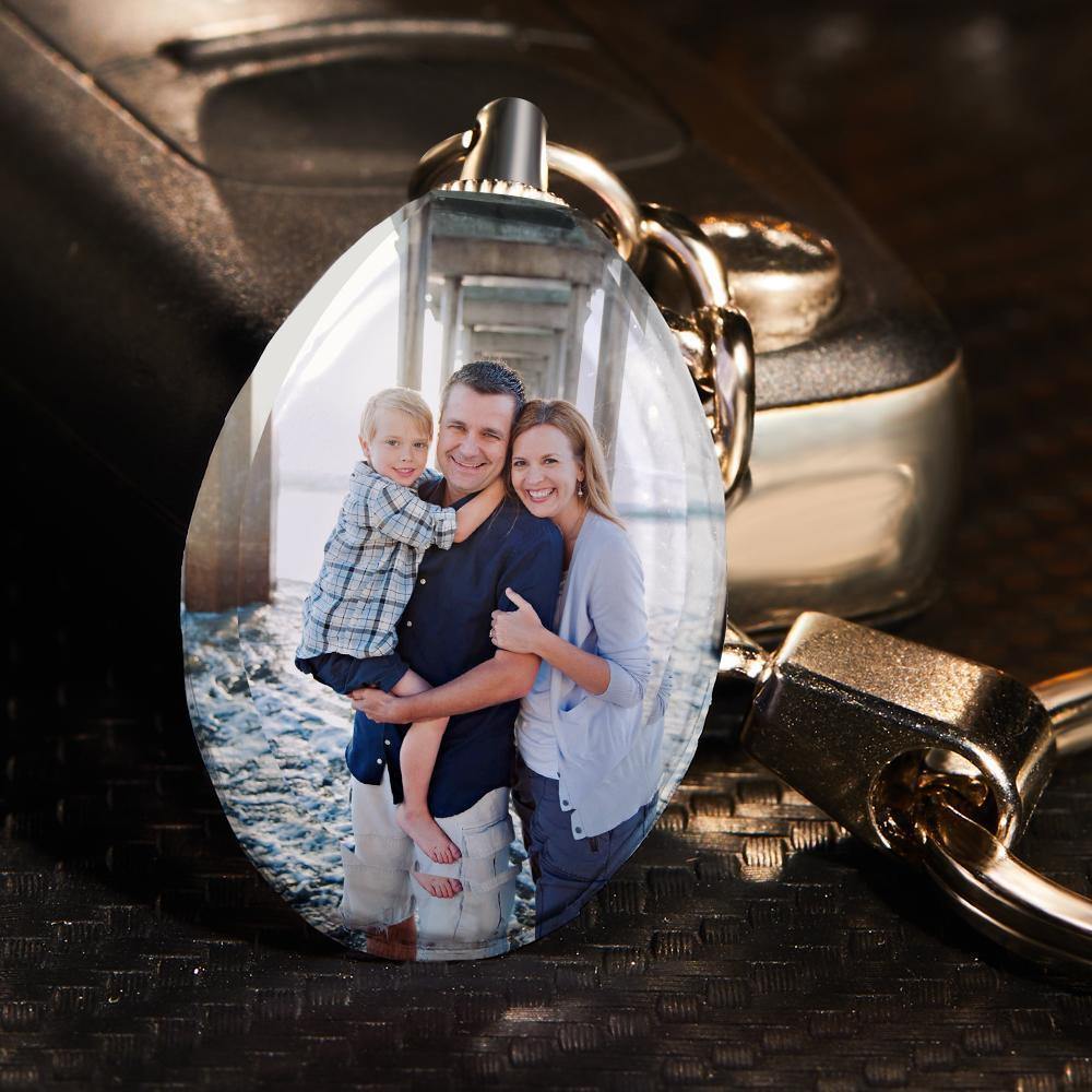 Gift for Her Custom Photo Keychain Crystal Ellipse Keyring - myphotokeyringau