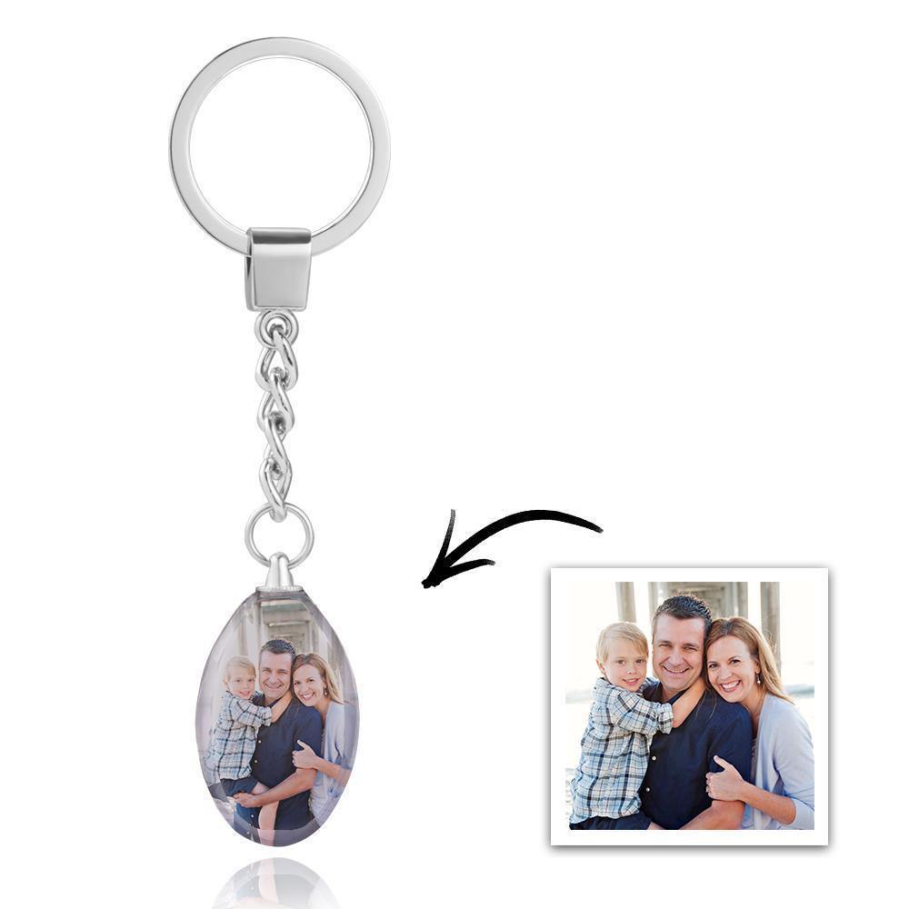 Gift for Her Custom Photo Keychain Crystal Ellipse Keyring - myphotokeyringau