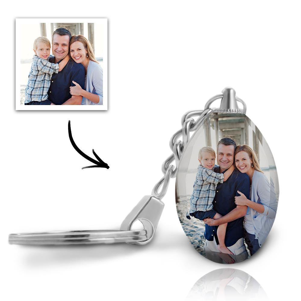 Gift for Her Custom Photo Keychain Crystal Ellipse Keyring - myphotokeyringau