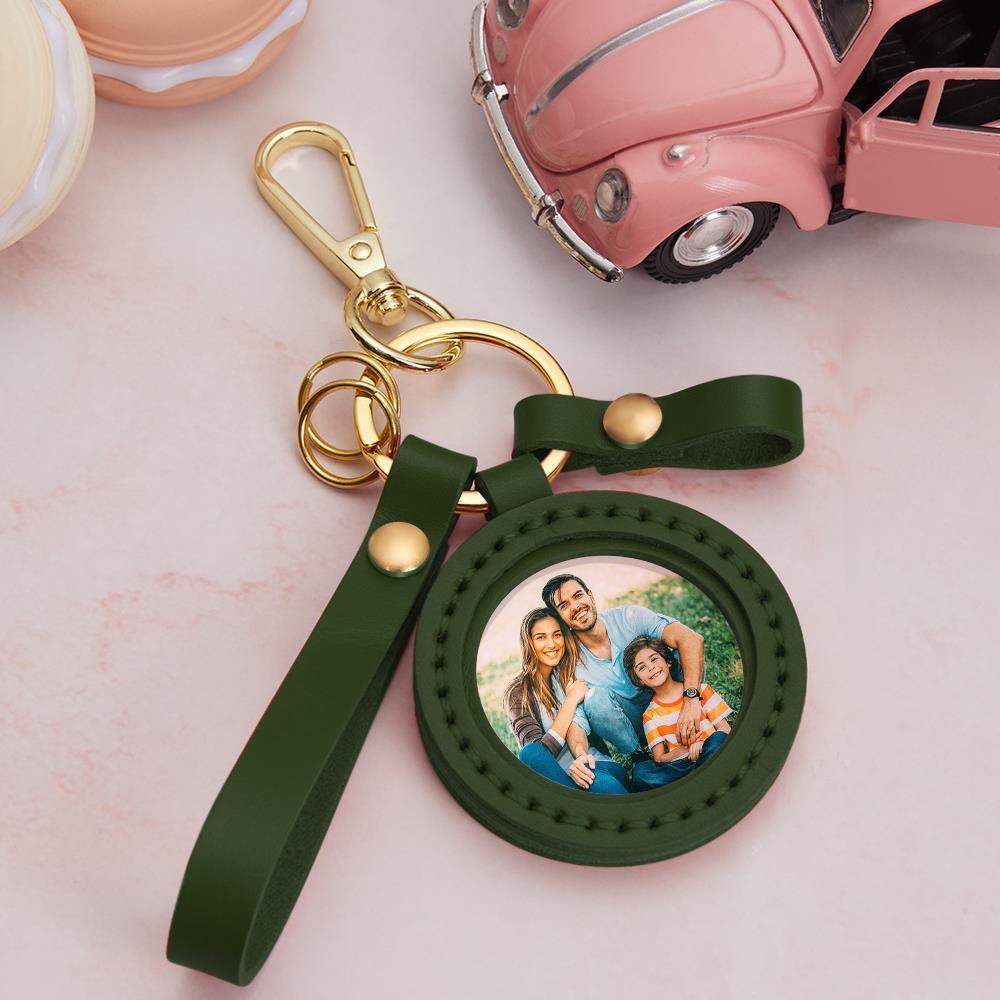 Custom Photo Keychain Personalized Multicolor Photo Leather Keyring Christmas Gift for Family - myphotokeyringau