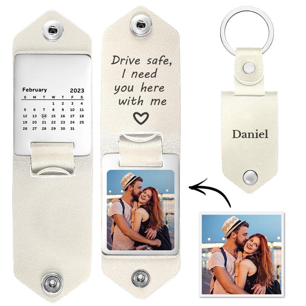 Drive Safe Keychain Gifts for Lover Calendar Keychain Photo Gifts - customphotokeychain