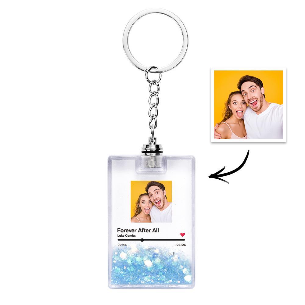 Custom Photo Scannable Spotify Code Illuminated Quicksand Keychain Gift for Any Occasion - customphotokeychain