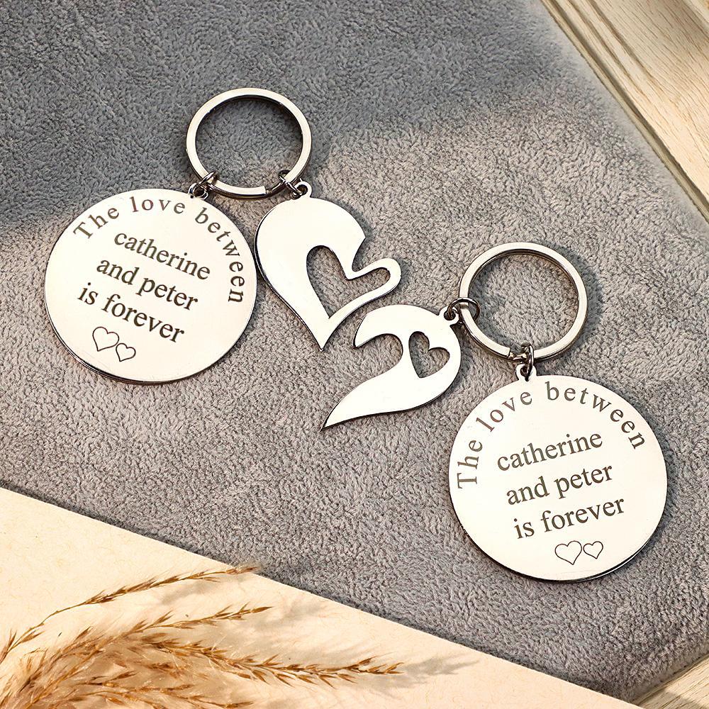 Engravable Keychain Set Custom Photo The Love Between Theme Gifts For Couples - customphotokeychain