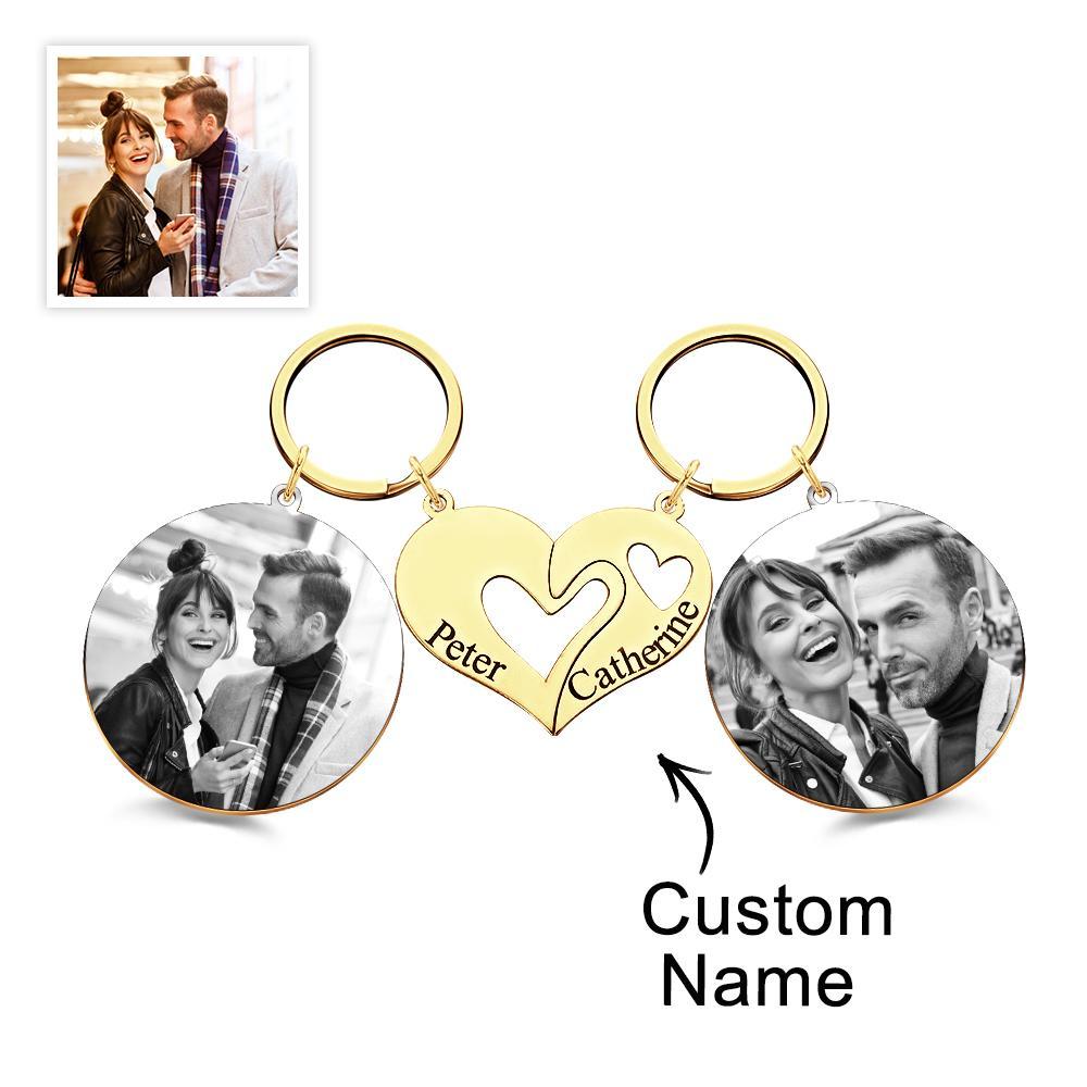 Engravable Keychain Set Custom Photo The Love Between Theme Gifts For Couples - customphotokeychain
