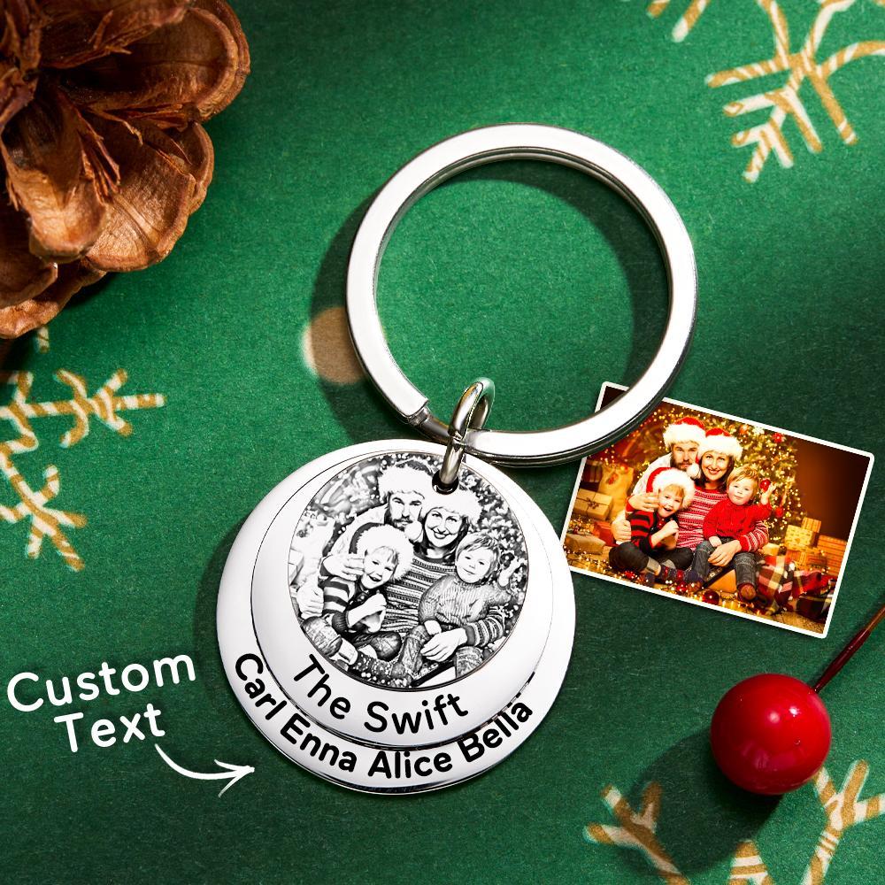 Custom Family Photo Keychain With Name Personalized Christmas Gift - customphotokeychain