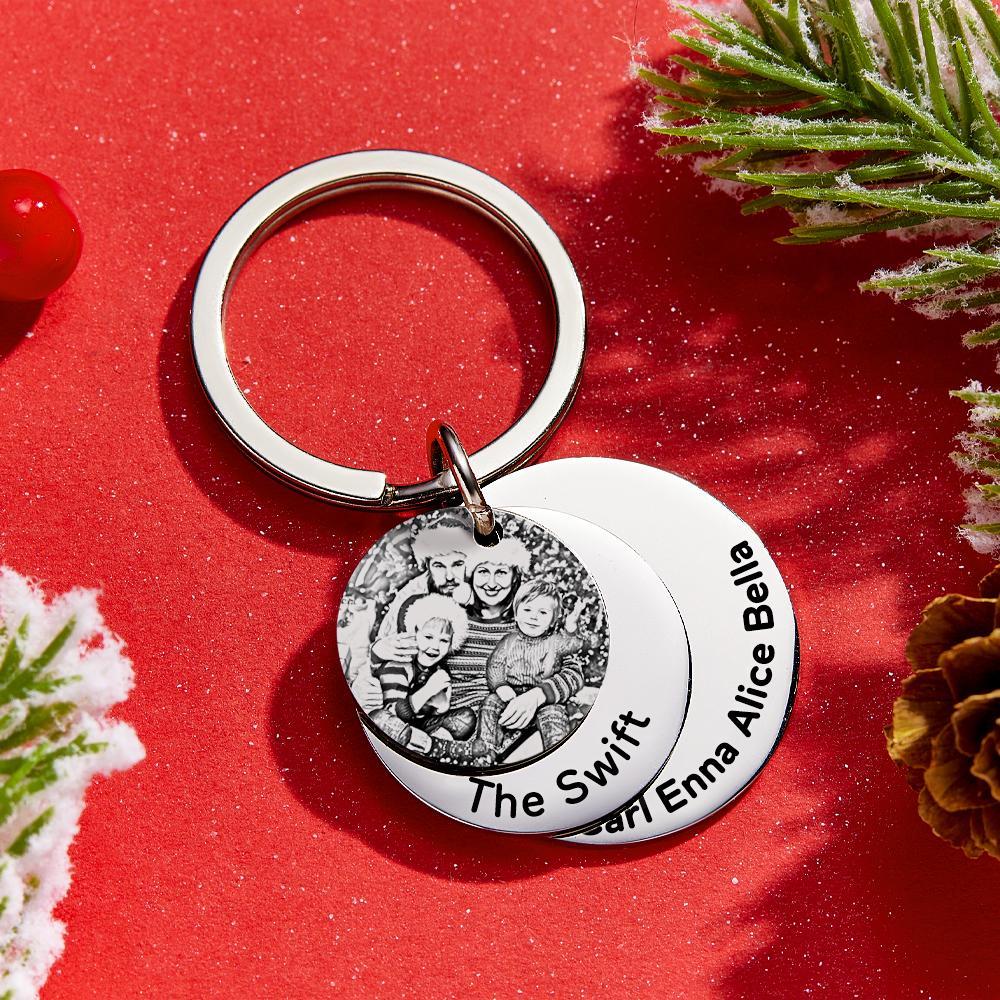 Custom Family Photo Keychain With Name Personalized Christmas Gift - customphotokeychain