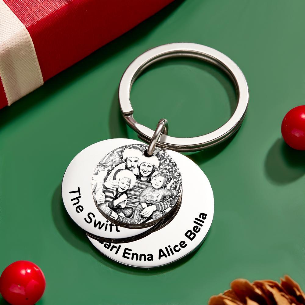 Custom Family Photo Keychain With Name Personalized Christmas Gift - customphotokeychain
