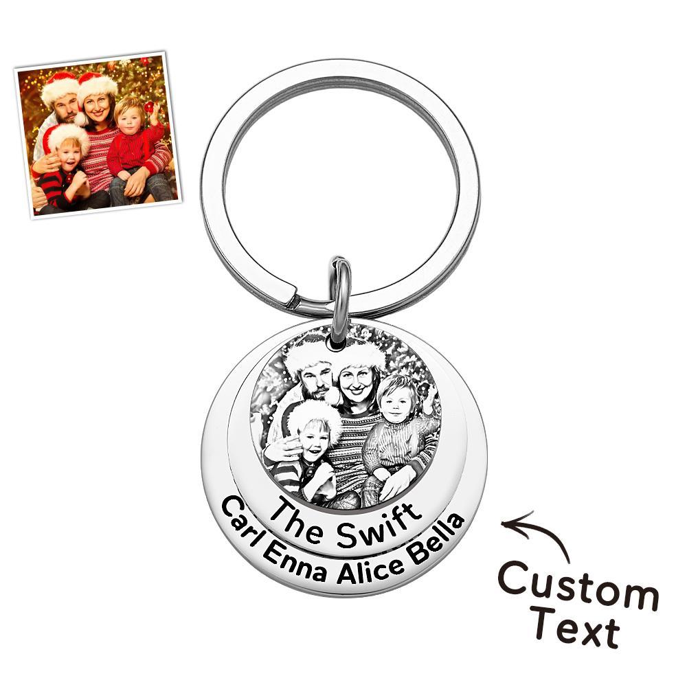 Custom Family Photo Keychain With Name Personalized Christmas Gift - customphotokeychain